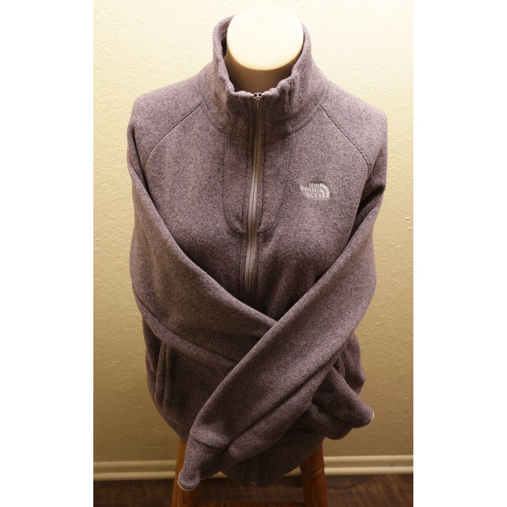 The North Face Womens Medium Purple Sweater Fleece Full Zip Jacket READ FLAW